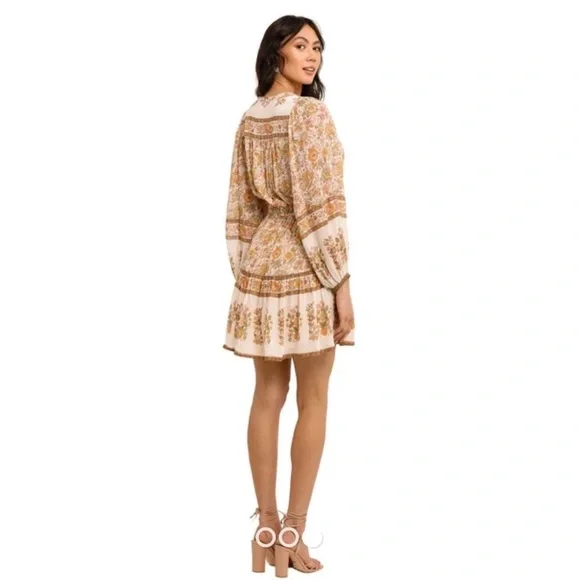 Spell Juniper Playdress Floral Boho Long Sleeve Dress Cream Size S